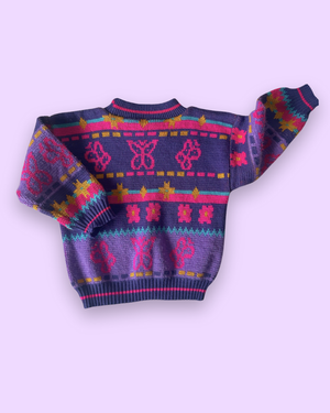 Vintage Butterflies & Flowers Graphic Knit Jumper, approx 2yrs