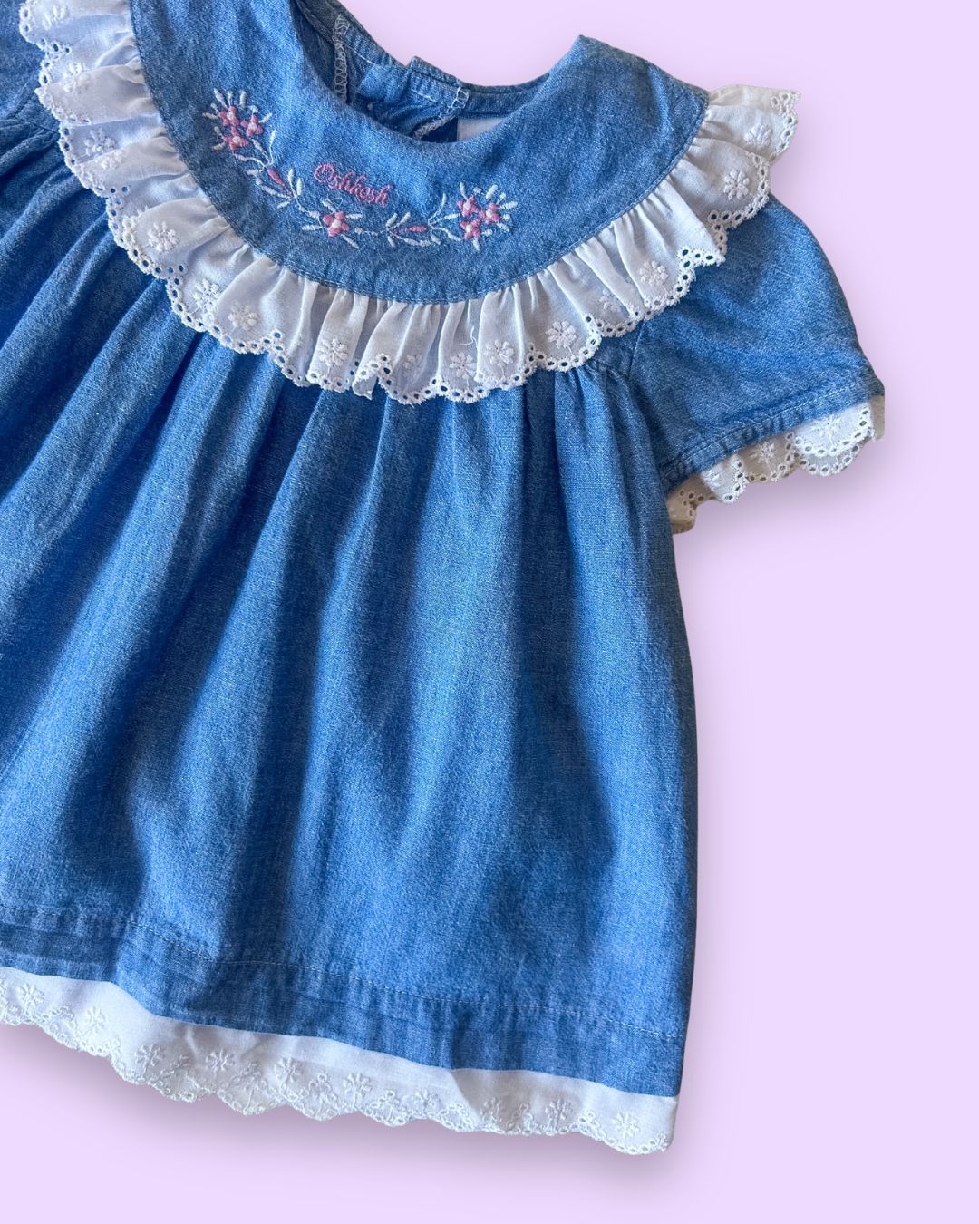 Vintage OshKosh Broderie Trims Dress, approx 9-12m