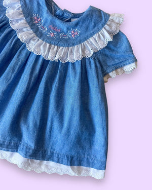 Vintage OshKosh Broderie Trims Dress, approx 9-12m