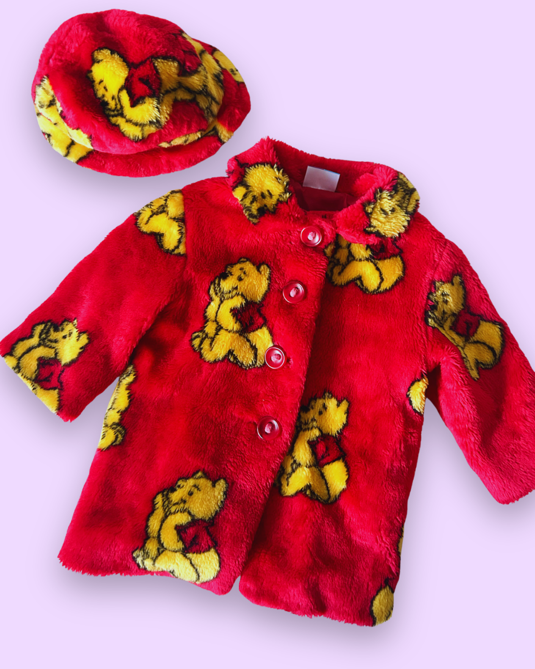 Vintage Winnie The Pooh Coat & Matching Hat, approx 2-3 yrs