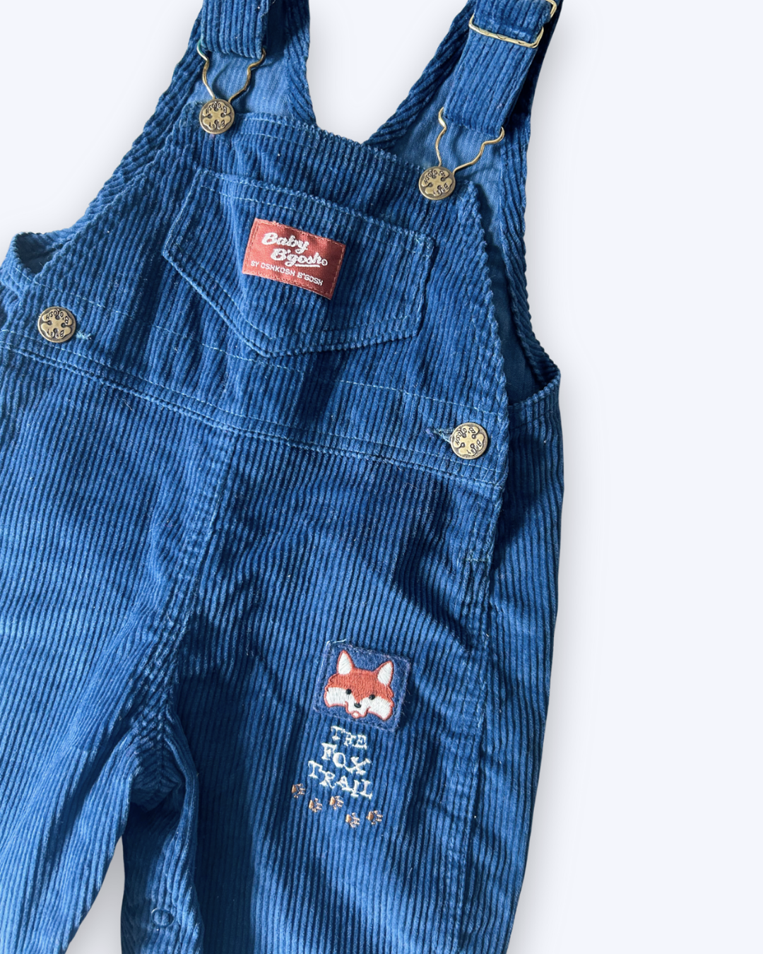 Vintage OshKosh Fox Patch Dungarees, approx 12m