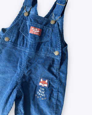 Vintage OshKosh Fox Patch Dungarees, approx 12m