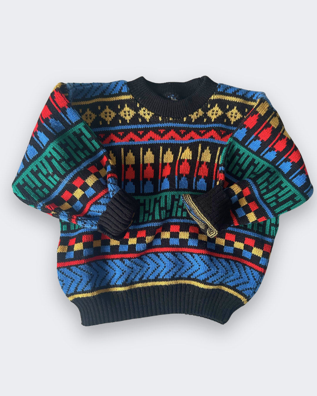 Vintage Bright Geometric Knit Jumper, approx 3-5yrs