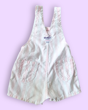 Vintage OshKosh Stripe & Heart Shortalls, approx 12m