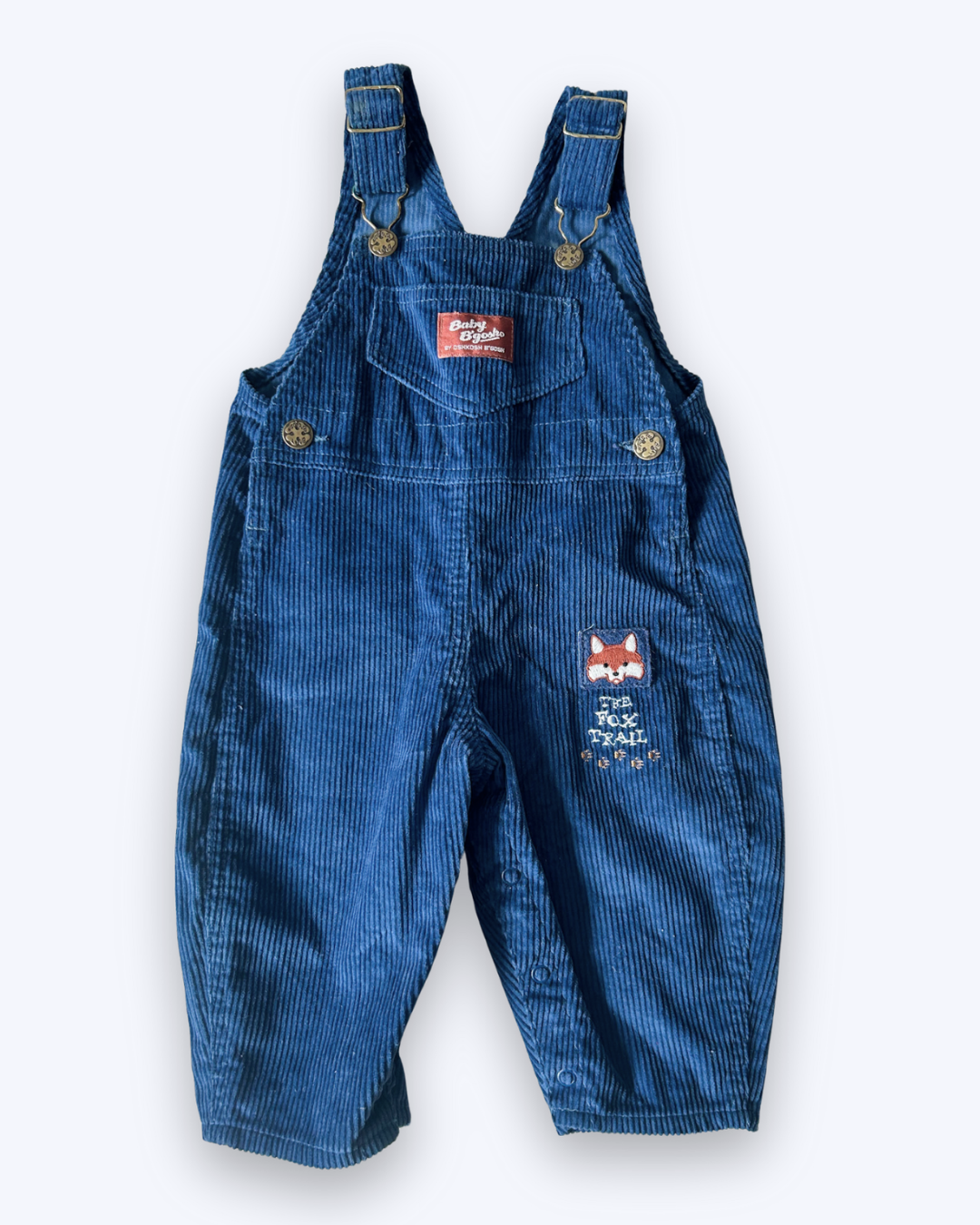 Vintage OshKosh Fox Patch Dungarees, approx 12m