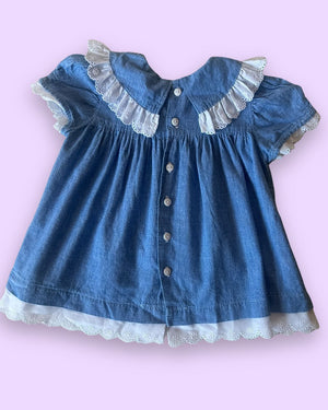 Vintage OshKosh Broderie Trims Dress, approx 9-12m