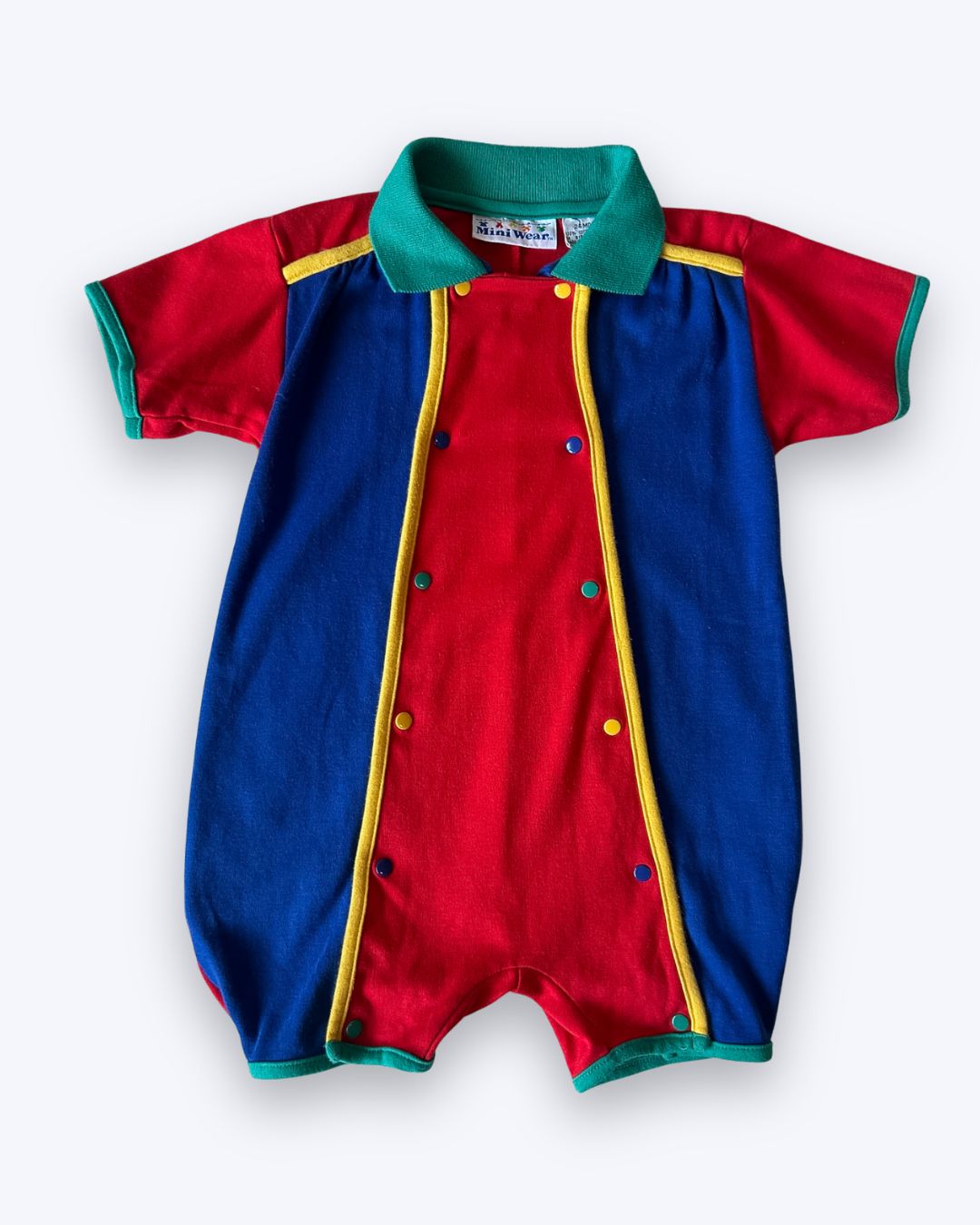 Vintage Colour Block Shorts Romper, approx 2-3 years