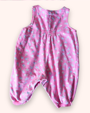 Vintage OshKosh Pink Flower Print Romper, approx 6-9m