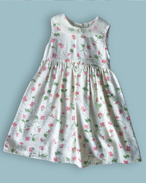 Vintage Lemon Yellow Floral Dress, approx 4-5 years