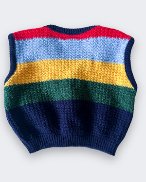 Vintage Puppy Striped Knitted Vest, approx 12 months