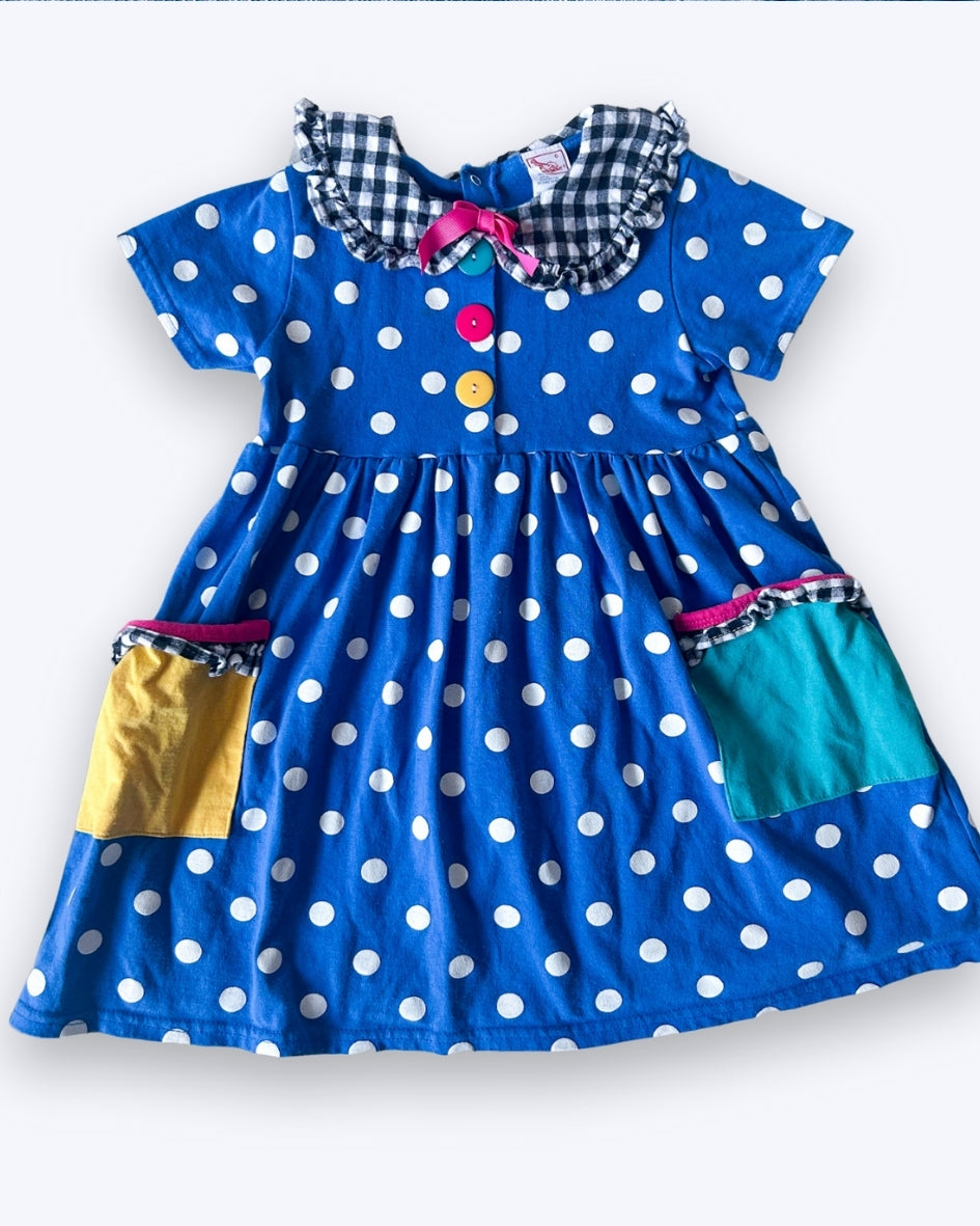 Vintage Colourful Polka Dot Dress, approx 6 yrs