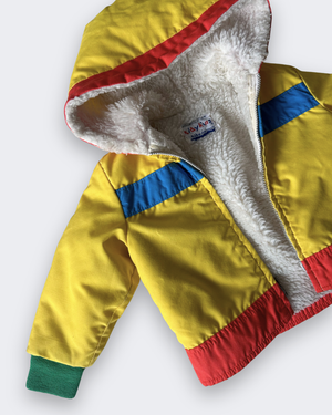 Vintage Colour Block Sherpa Lined Jacket, approx 1-2yrs