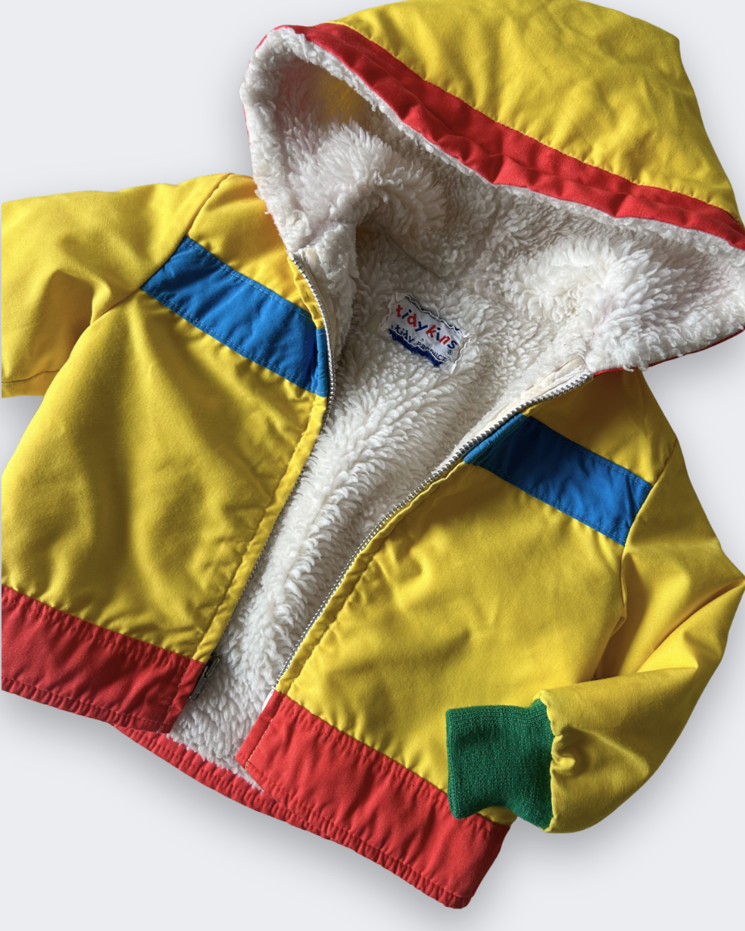 Vintage Colour Block Sherpa Lined Jacket, approx 1-2yrs