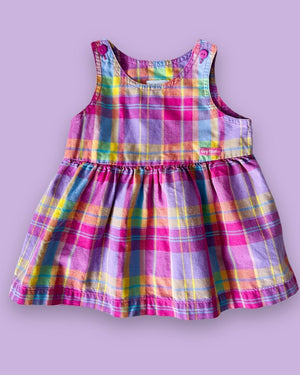 Vintage OshKosh Bright Check Dress, approx 12m