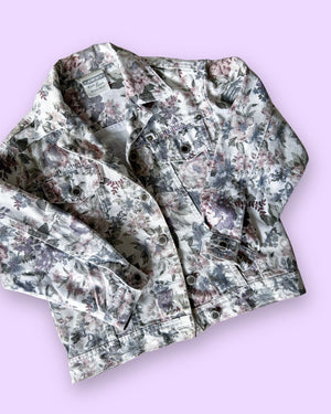 Vintage Flower Print Denim Jacket, approx 6-7 years