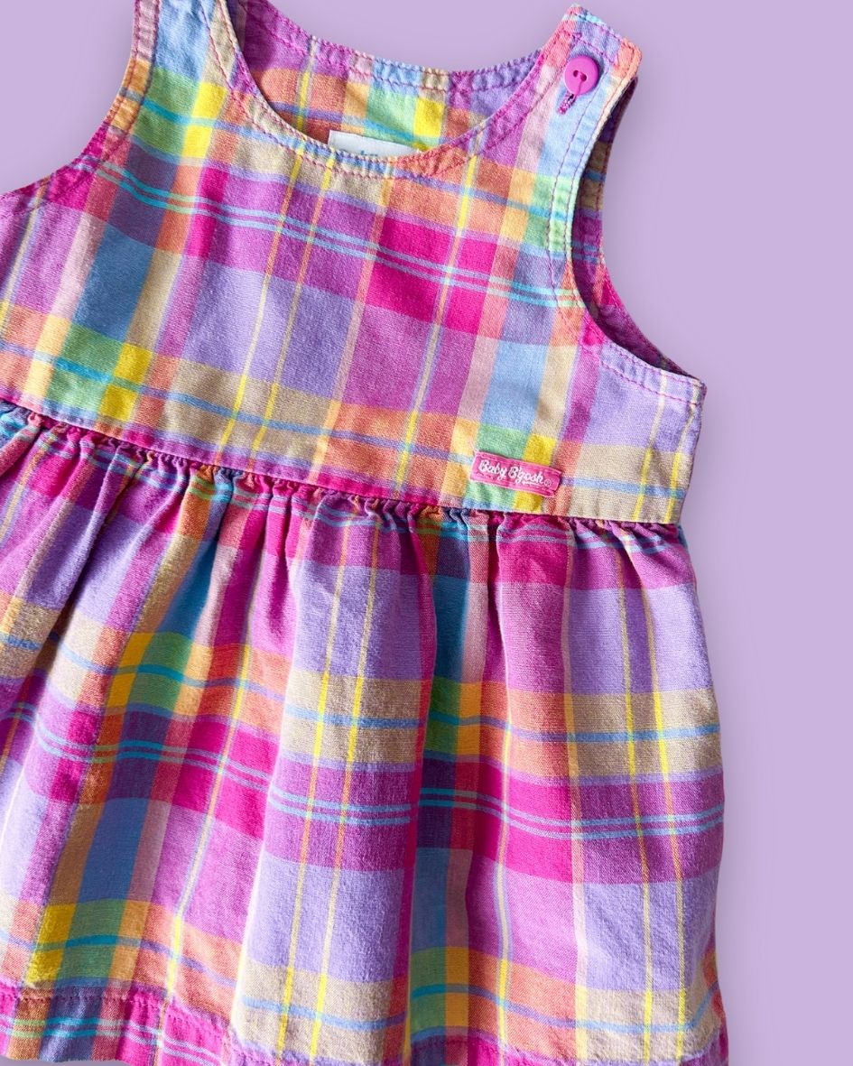 Vintage OshKosh Bright Check Dress, approx 12m