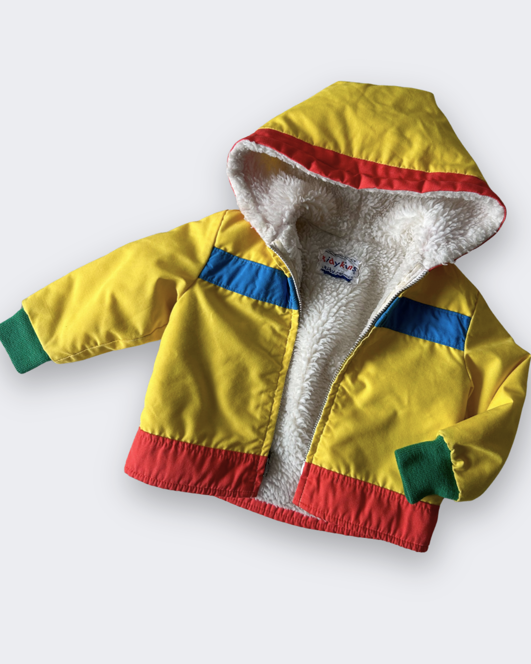 Vintage Colour Block Sherpa Lined Jacket, approx 1-2yrs