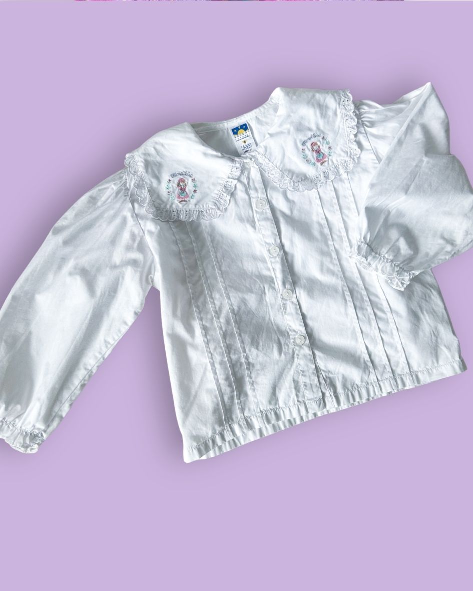 Vintage Pretty Flower Collar Shirt, approx 4-5yrs