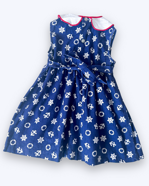 Vintage Nautical Print Dress, approx 18-24m
