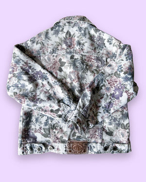 Vintage Flower Print Denim Jacket, approx 6-7 years