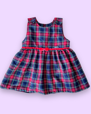 Vintage OshKosh Tartan & Bow Dress, approx 1-2yrs