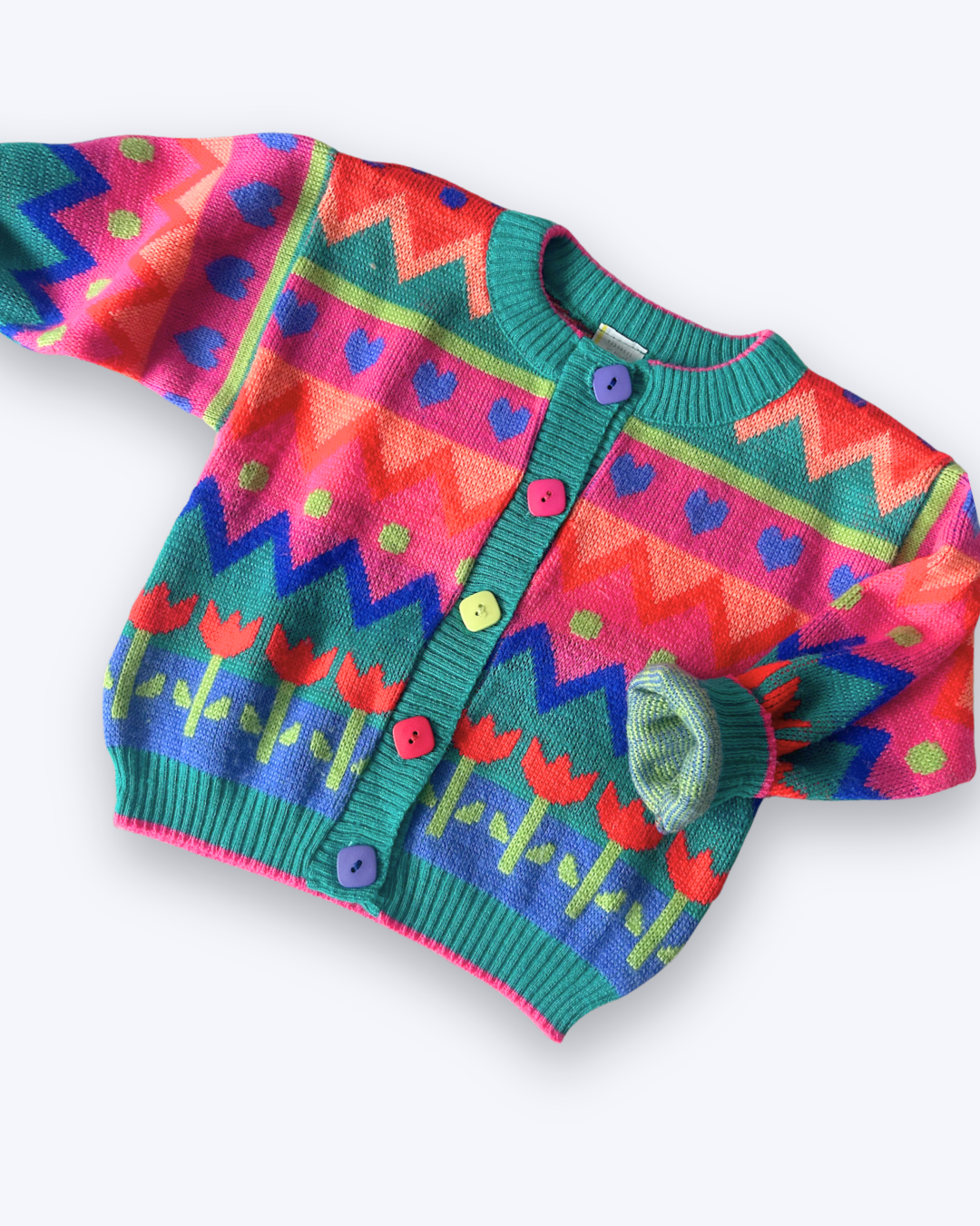 Vintage Bright Graphic Pattern Cardi, approx 2 years