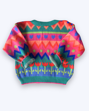 Vintage Bright Graphic Pattern Cardi, approx 2 years