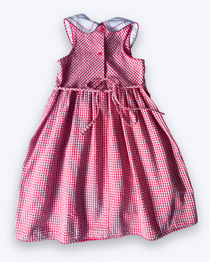 Vintage Gingham Cherry Dress, approx 6 years