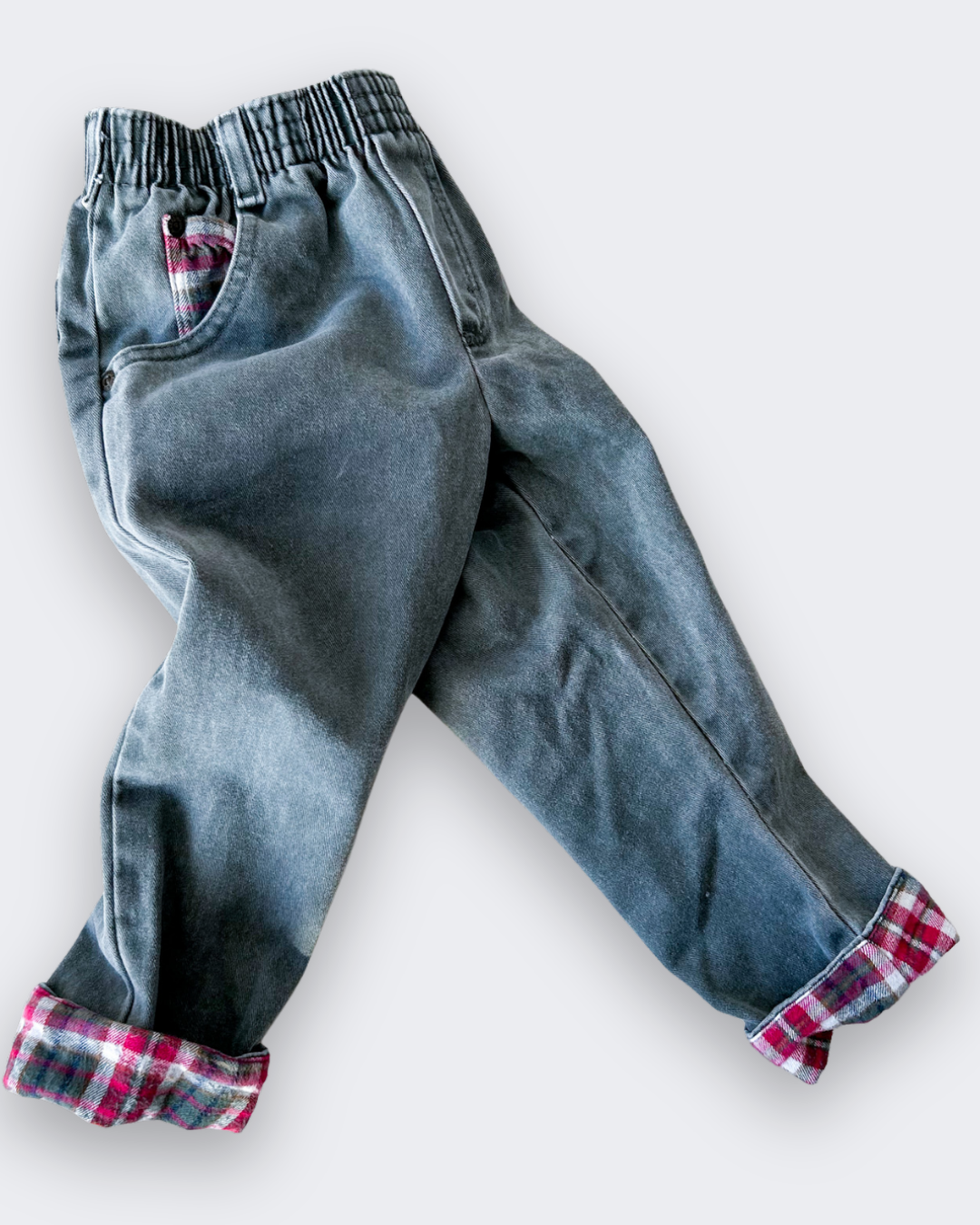 Vintage OshKosh Check Trim Jeans, approx 3yrs