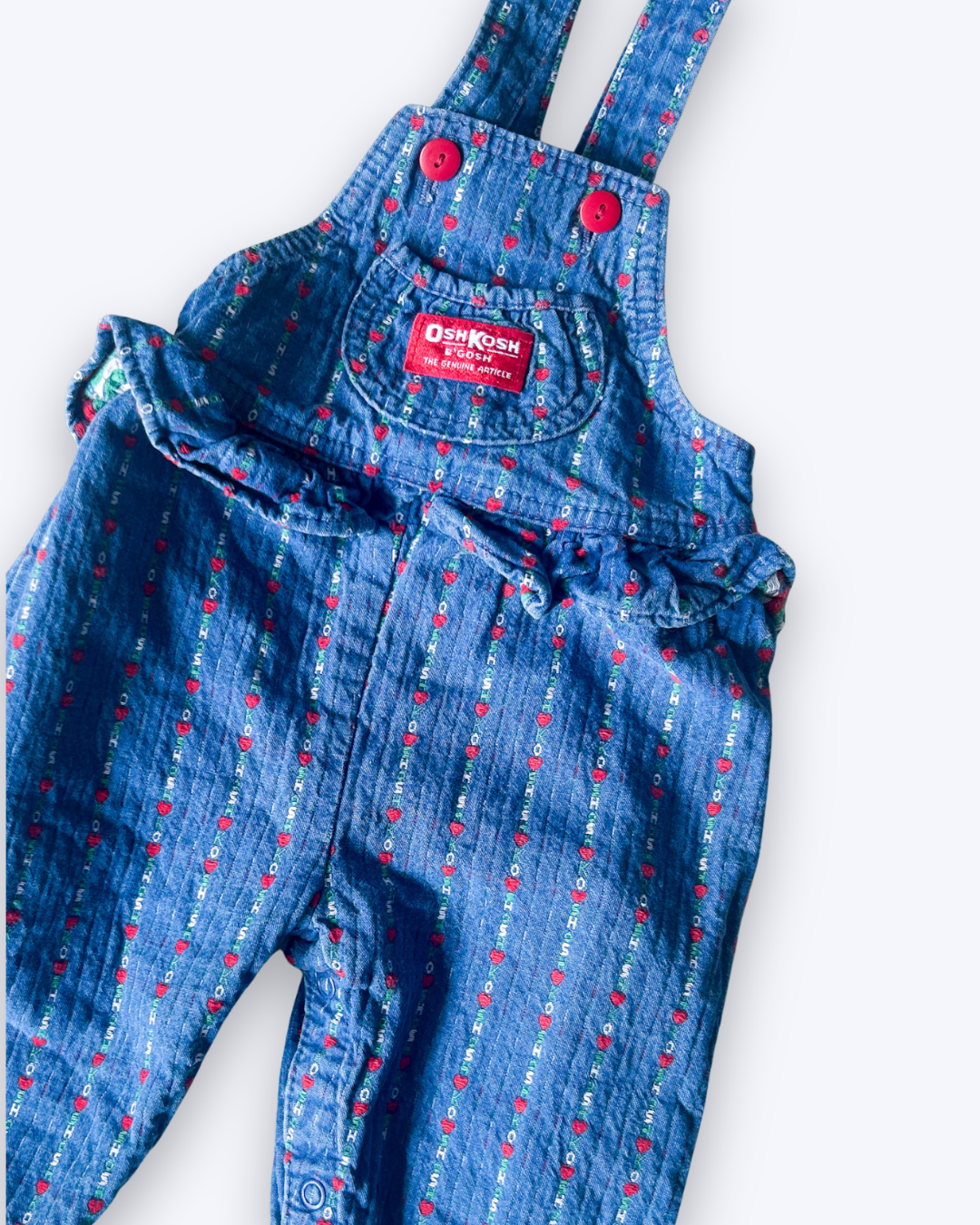 Vintage OshKosh Heart Embroidery Dungarees, approx 12m+