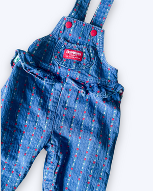 Vintage OshKosh Heart Embroidery Dungarees, approx 12m+