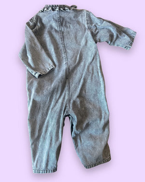 Vintage Bow Design Acid Wash Romper, approx 2 years