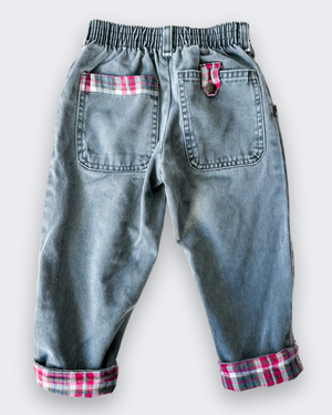 Vintage OshKosh Check Trim Jeans, approx 3yrs