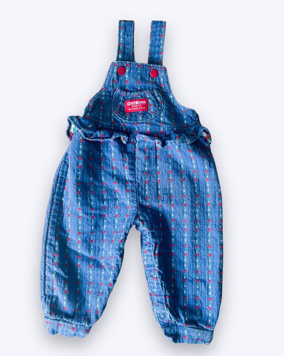 Vintage OshKosh Heart Embroidery Dungarees, approx 12m+