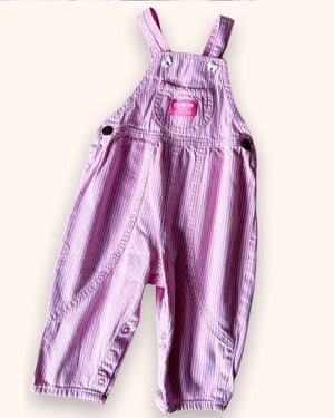 Vintage OshKosh Pink Candy Stripe Dungarees, approx 1-2yrs