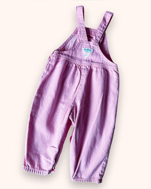Vintage OshKosh Pink Candy Stripe Dungarees, approx 1-2yrs