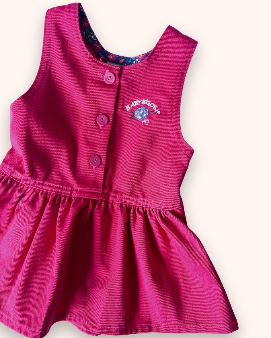 Vintage OshKosh Pink Flower Detail Dress, approx 12m