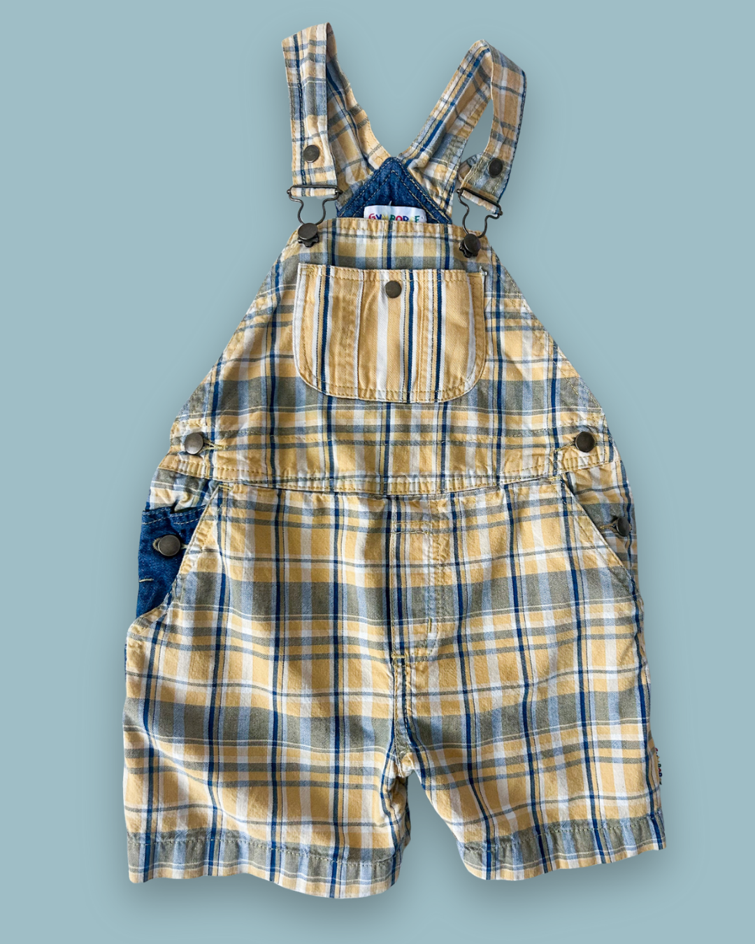 Vintage Gymboree Yellow Check Shortalls, approx 2-3+yrs
