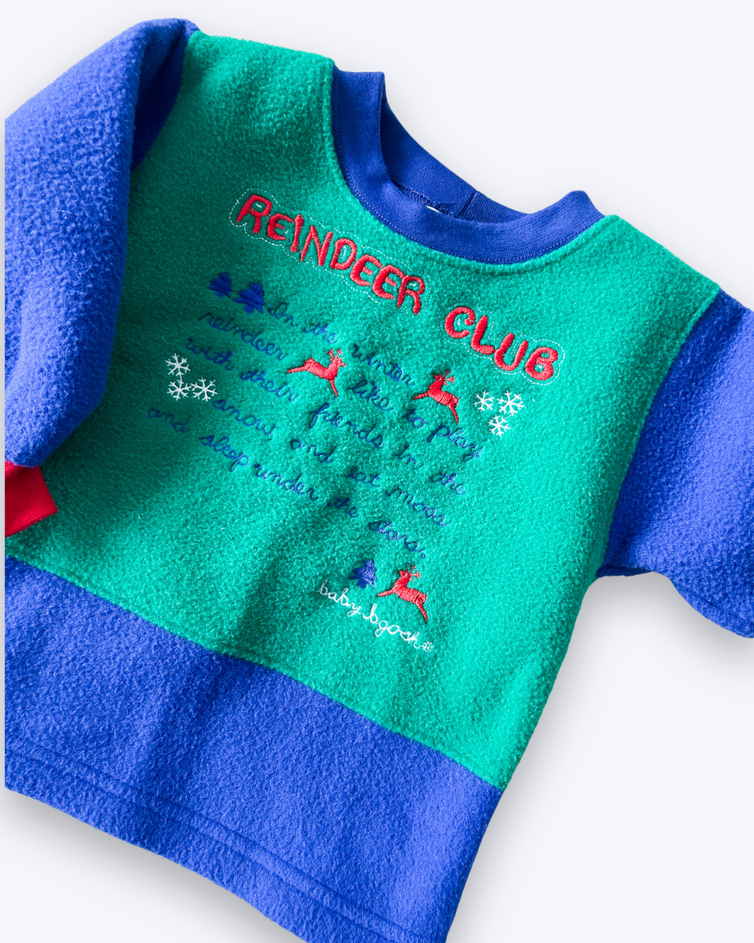 Vintage OshKosh Reindeer Club Fleece Jumper, approx 12-18m+