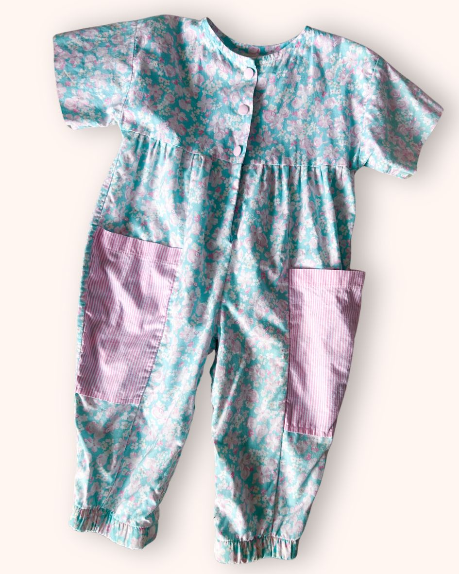 Vintage Flower & Stripe Romper, approx 18m