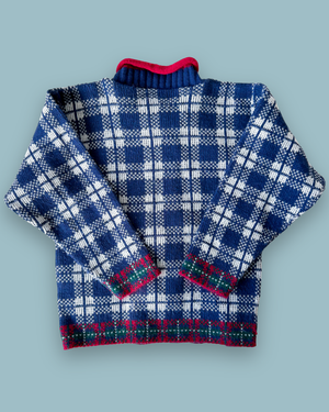 Vintage Tartan Bear Knit Jumper, approx 4-5 yrs