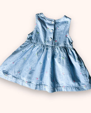 Vintage OshKosh Embroidered Flowers Dress, approx 12-18m