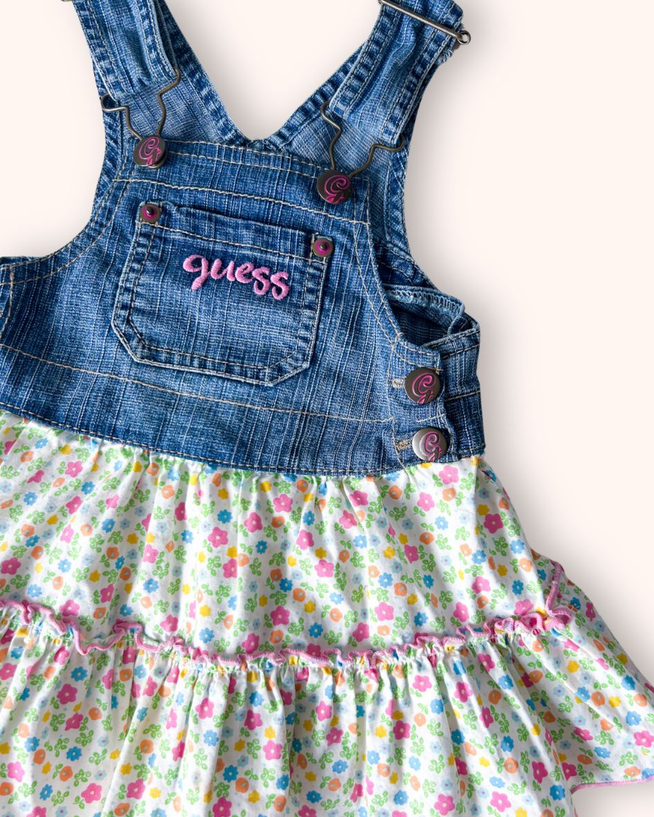 Vintage y2k Guess Floral Dungaree Dress, approx 12m