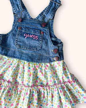 Vintage y2k Guess Floral Dungaree Dress, approx 12m