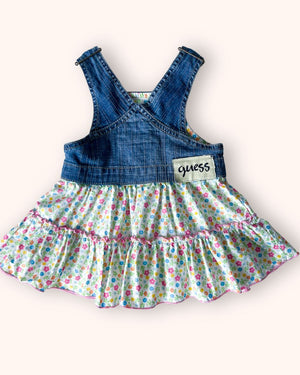 Vintage y2k Guess Floral Dungaree Dress, approx 12m