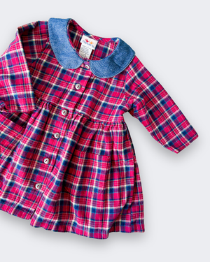 Vintage Tartan Check Dress & Bloomers, approx 9-12m