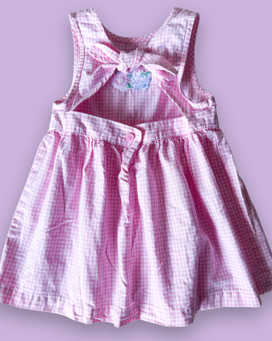 Vintage OshKosh Gingham Tie Back Dress, approx 2+ years