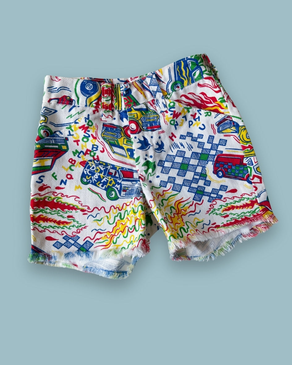 Vintage Retro Cars Cut Off Shorts, approx 5yrs