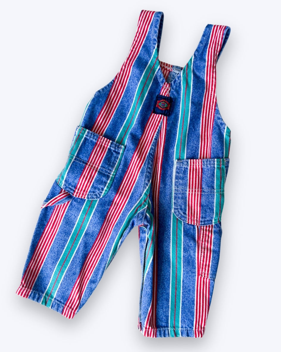 Vintage Lee Stripe Dungarees, approx 12m