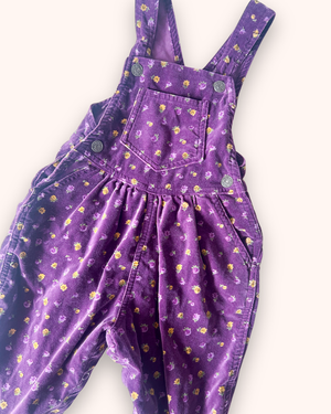 Y2k era Vintage Velveteen Floral Dungarees, approx 18-24+m